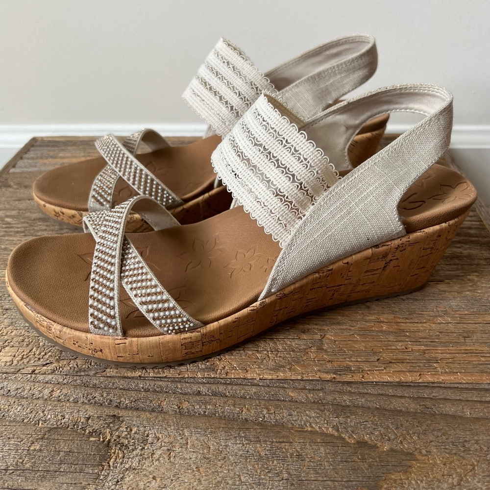 Women's Beige Wedge Sandals